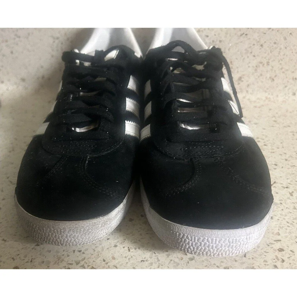 Adidas Gazelle Black Suede White Stripes /Soles Mens Sz 9 Sneakers Sport Shoes